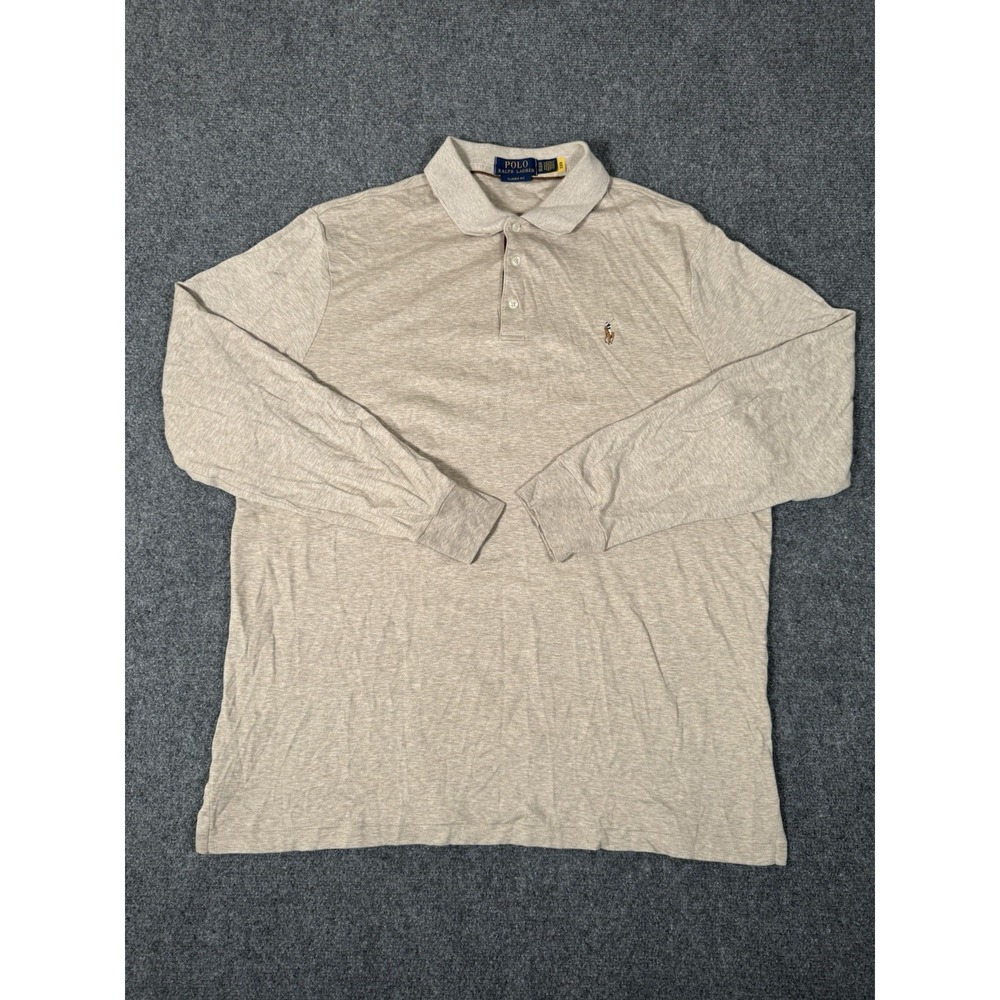 Polo Ralph Lauren Shirt Mens XL Beige Long Sleeve Classic Fit Pony Preppy EUC